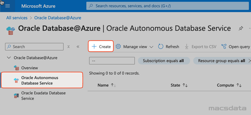 Create Autonomous Database