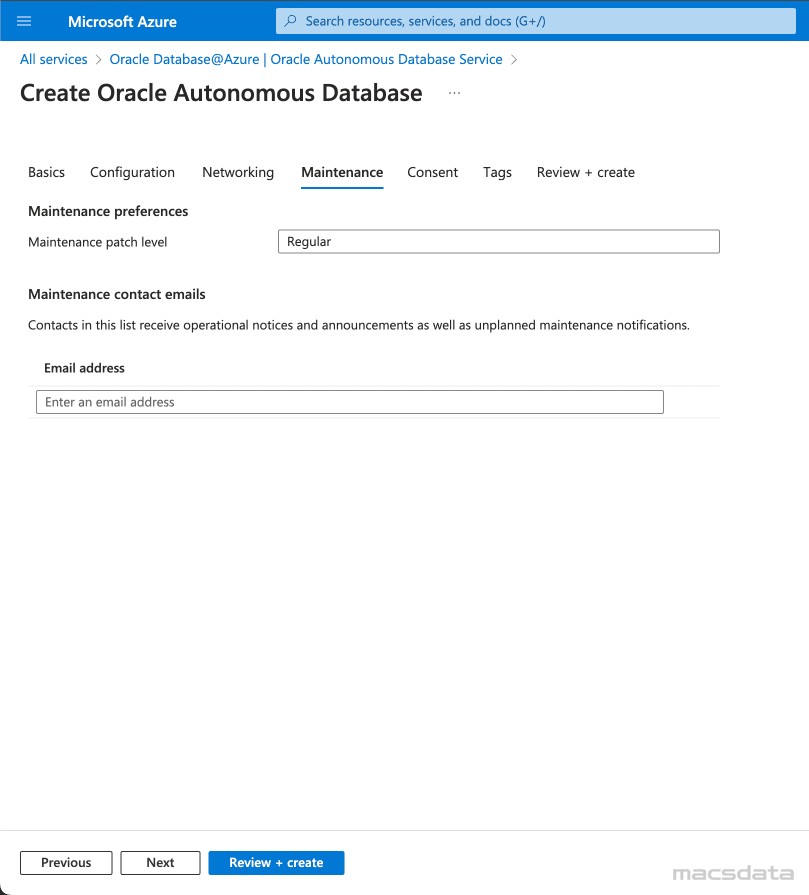 Create ADB Maintenance